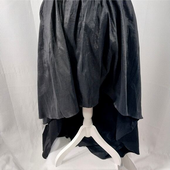 B. SMART! GLAM BLACK SATIN MOIRE HIGH LOW FULL LENGTH, FULL DRESS/GOWN! SZ 3/4 - Picture 4 of 11